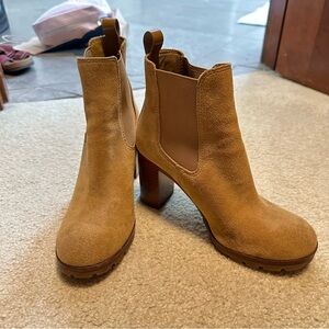 Tory Burch Camel Suede Heeled Boots